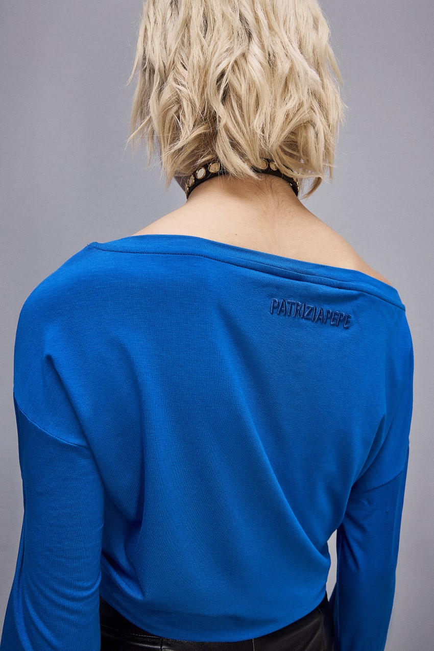 Patrizia Pepe Dropped Shoulder Jersey T-shirt μπλε | BYLGJUM-28