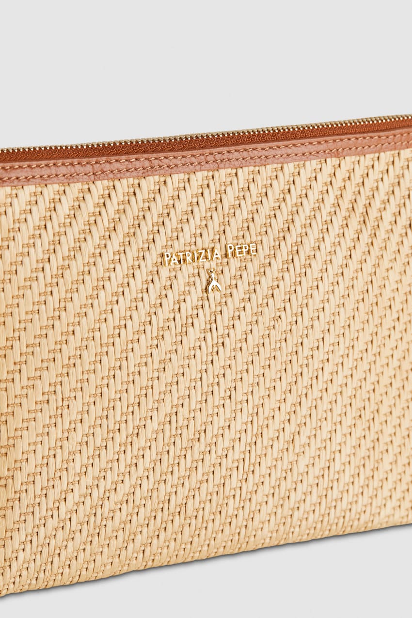 Patrizia Pepe Envelope Bag In Woven Fabric καφε | UHKDBZV-72