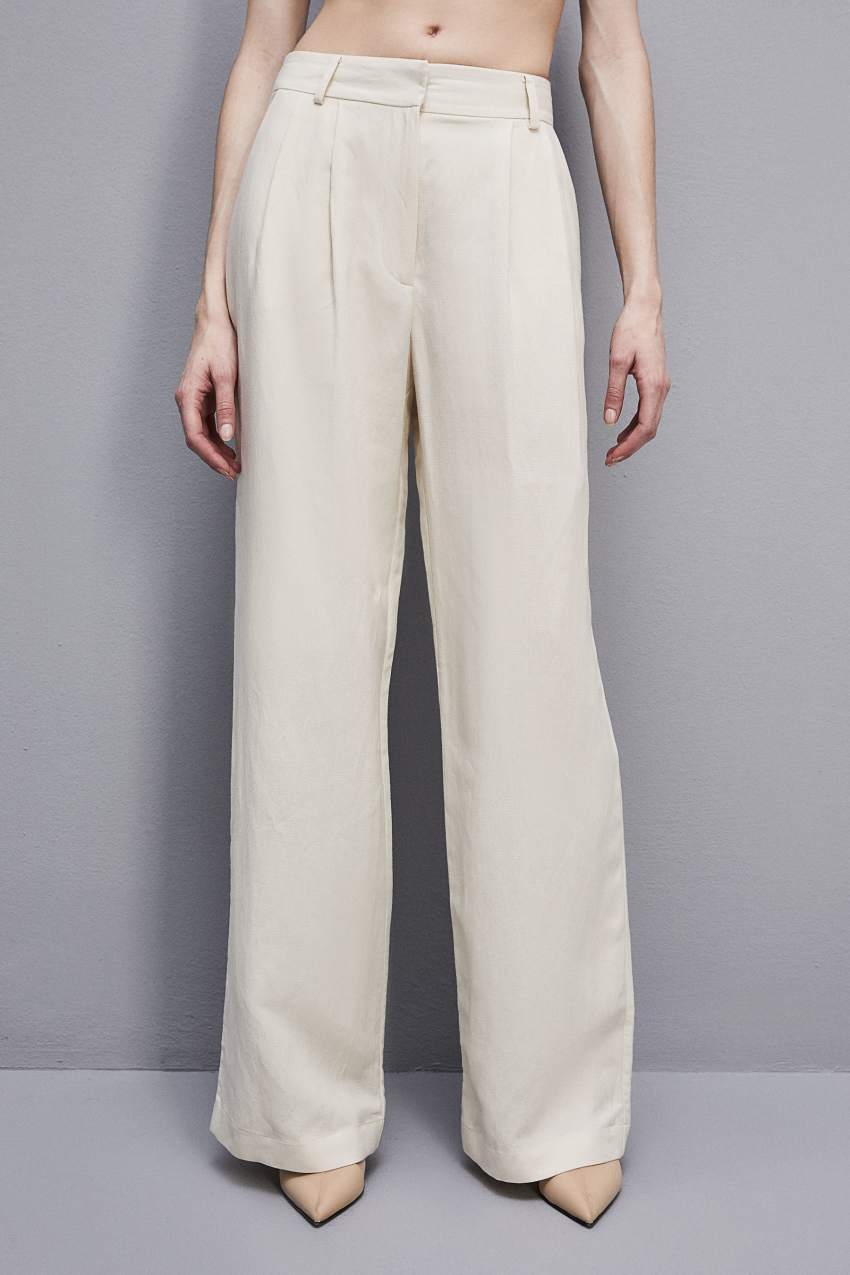 Patrizia Pepe Essential Certified Viscose Pants ασπρα | VAWPLEF-35