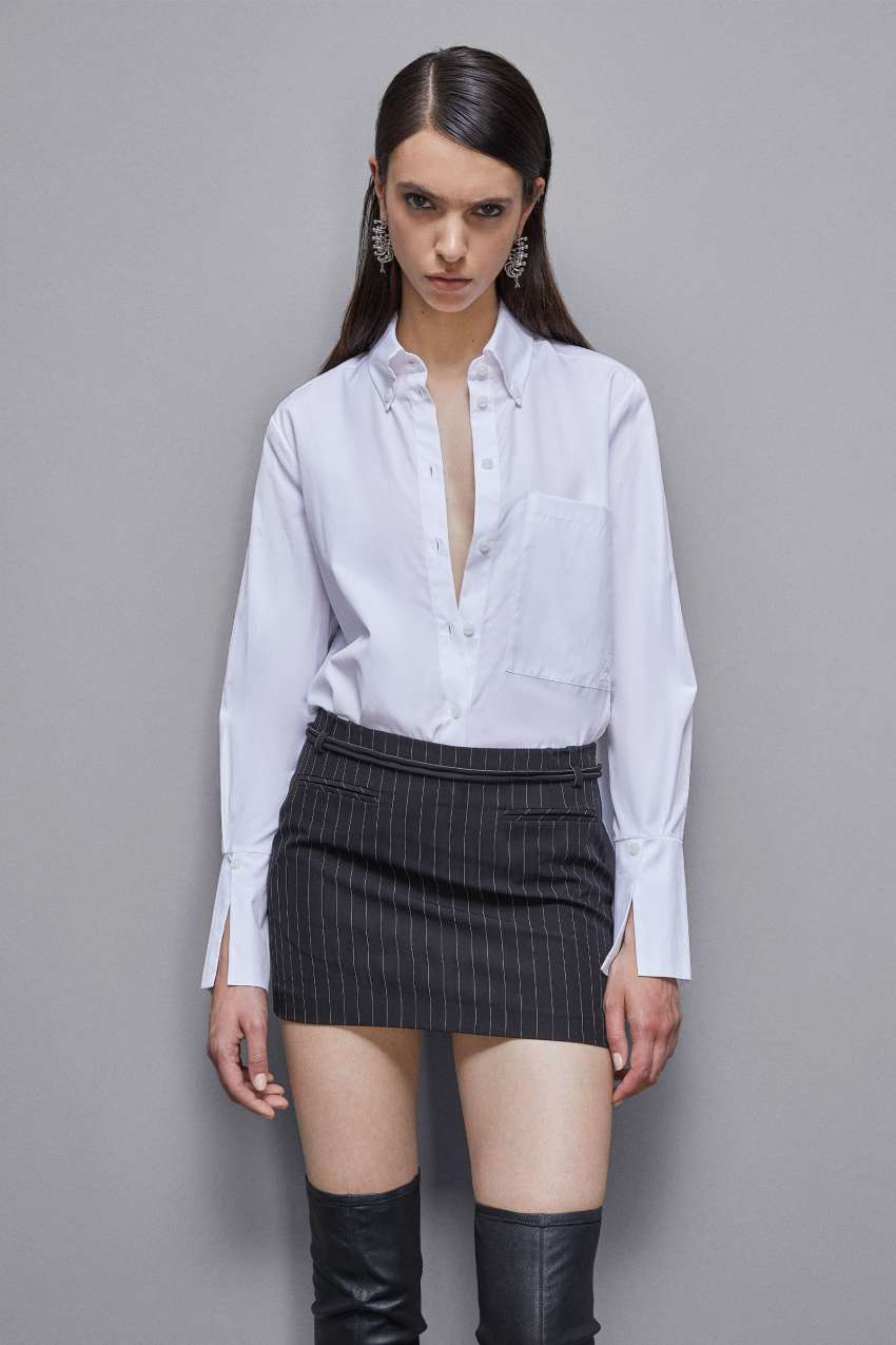 Patrizia Pepe Essential Cotton Shirt With Pocket ασπρα | UQGZHOS-96