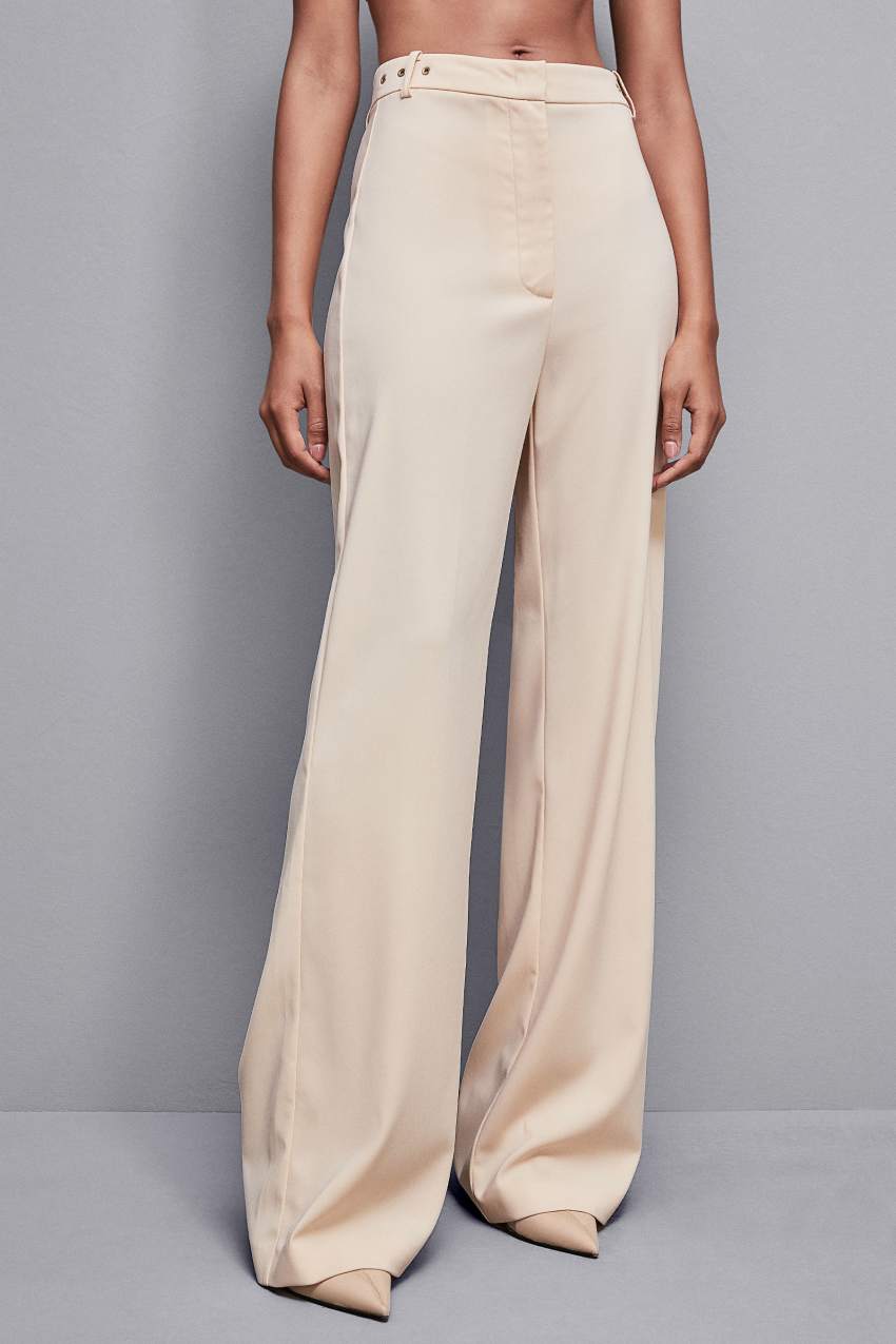 Patrizia Pepe Essential Crepe Palazzo-fit Pants Μπεζ | UBZMDIN-48