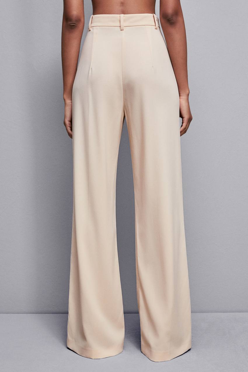 Patrizia Pepe Essential Crepe Palazzo-fit Pants Μπεζ | UBZMDIN-48