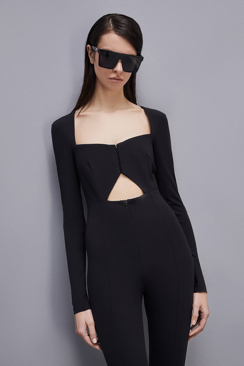 Patrizia Pepe Essential Long-sleeved Jumpsuit μαυρα | VCOZUPN-52