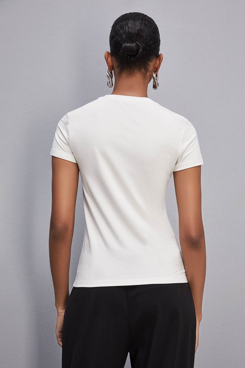 Patrizia Pepe Essential T-shirt ασπρα | ZHOXSPE-28