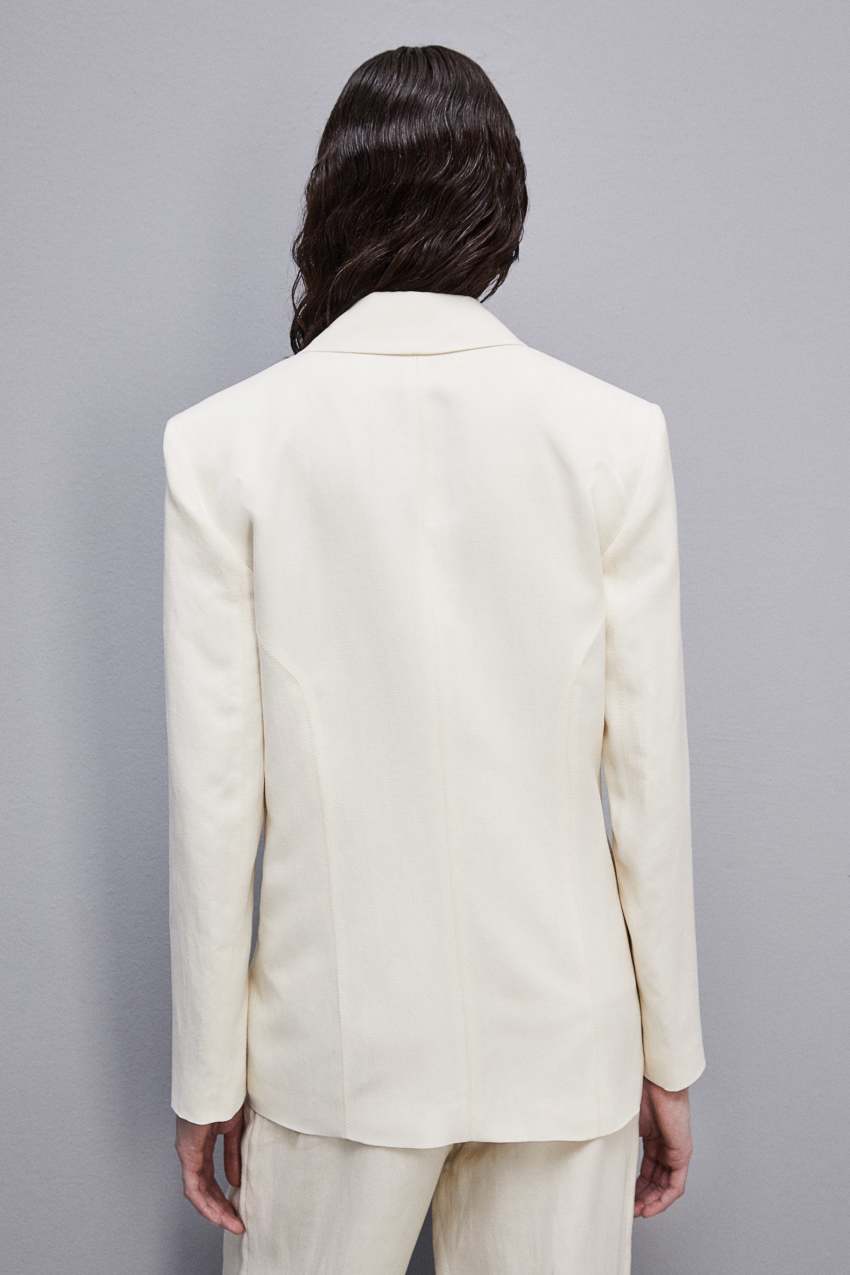 Patrizia Pepe Essential Viscose And Linen Jacket ασπρα | TGLXMDR-76