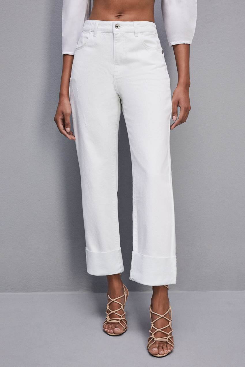 Patrizia Pepe Essential White Bull Denim Pants ασπρα | RFQOUYK-95