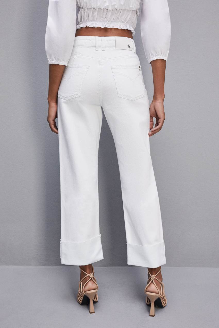 Patrizia Pepe Essential White Bull Denim Pants ασπρα | RFQOUYK-95