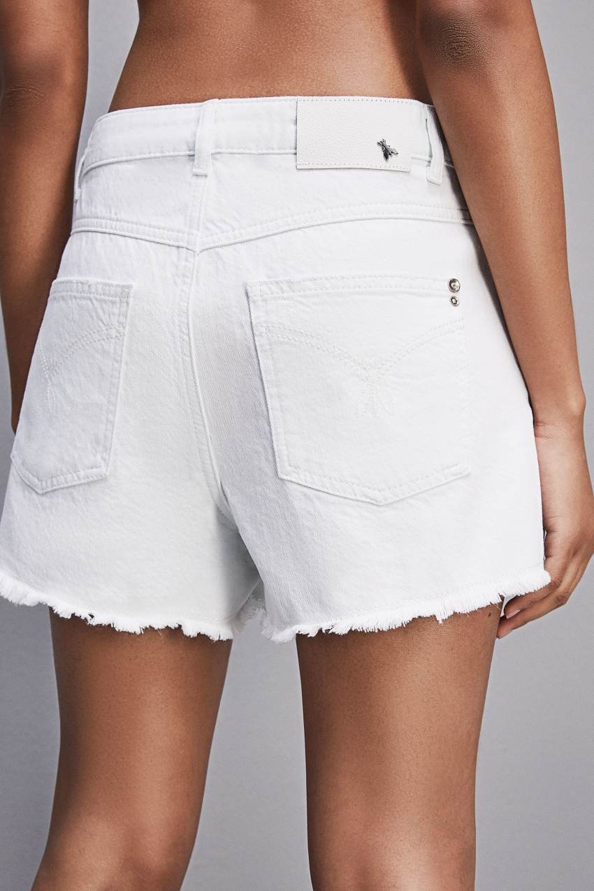 Patrizia Pepe Essential White Bull Denim Shorts ασπρα | PUSNIEC-24