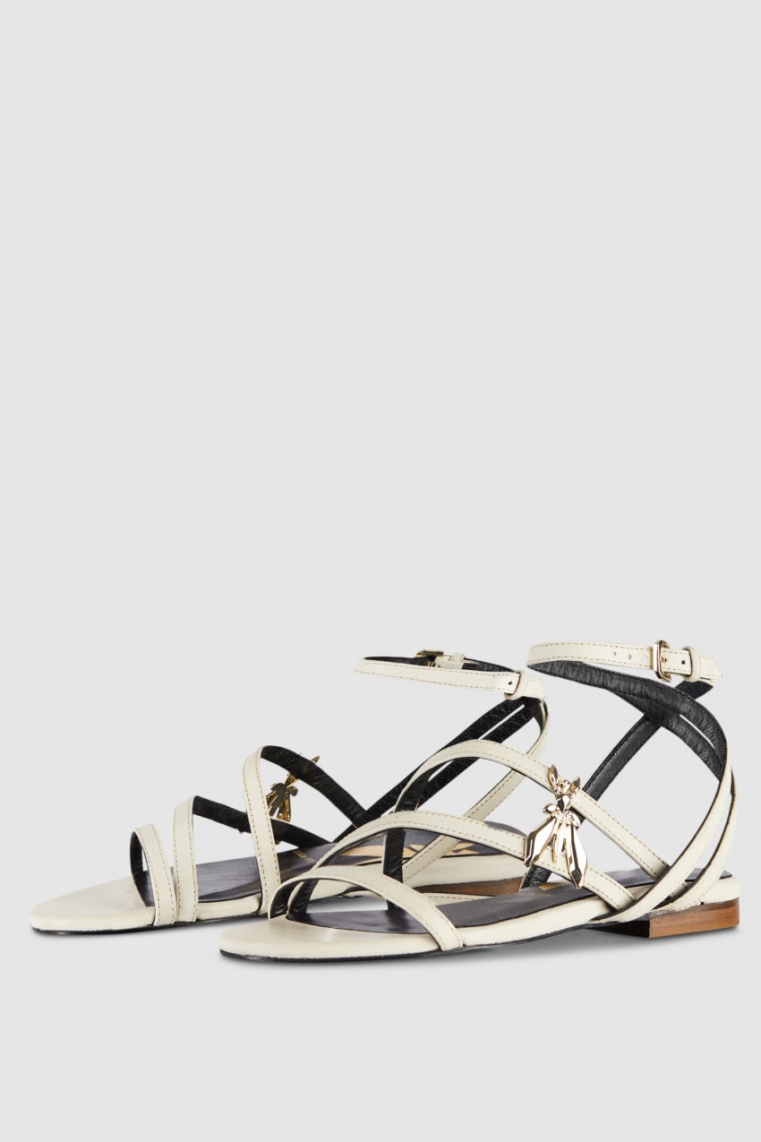 Patrizia Pepe Flat Leather Sandals Μπεζ | OWZDGTC-01