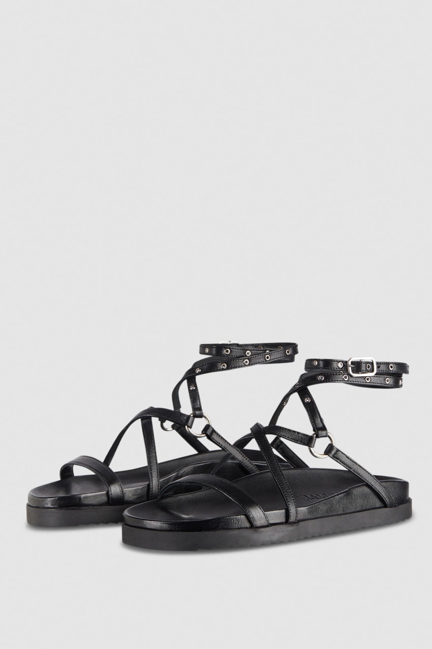 Patrizia Pepe Flat Sandals With Laces μαυρα | BKRQZNW-51