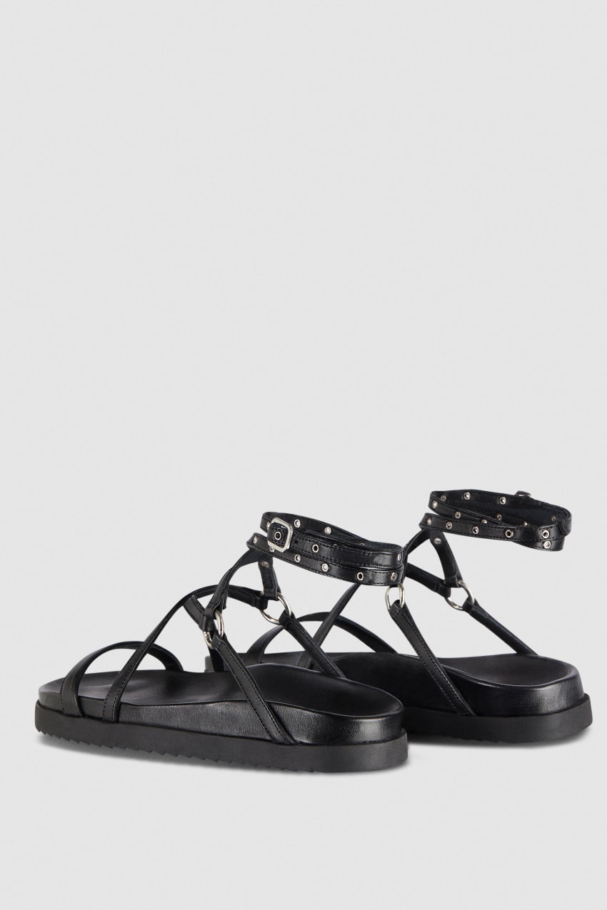 Patrizia Pepe Flat Sandals With Laces μαυρα | BKRQZNW-51