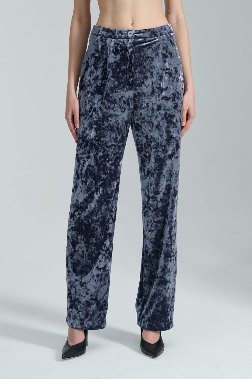 Patrizia Pepe Flowing Velvet Pants μπλε | NCWJKIV-20