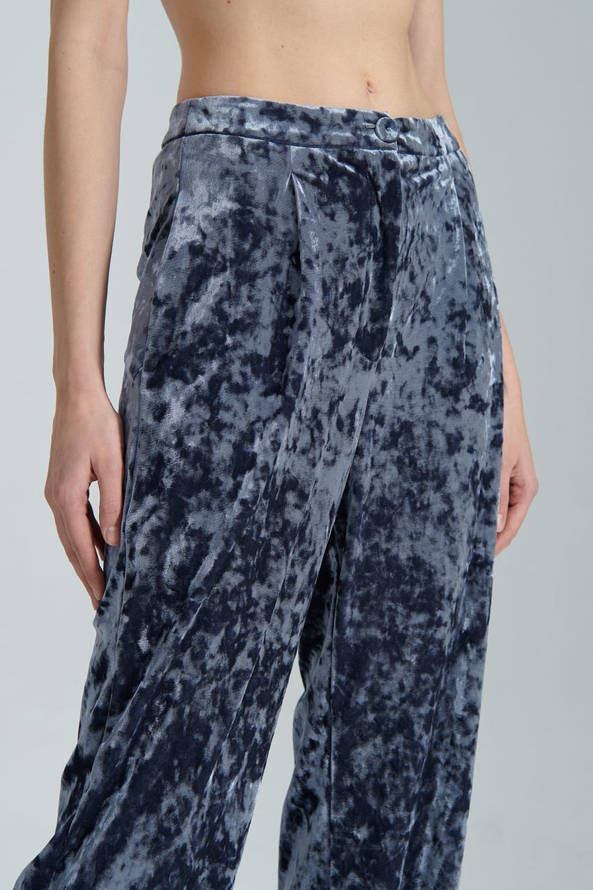 Patrizia Pepe Flowing Velvet Pants μπλε | NCWJKIV-20