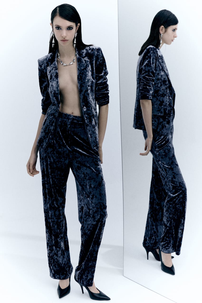 Patrizia Pepe Flowing Velvet Pants μπλε | NCWJKIV-20