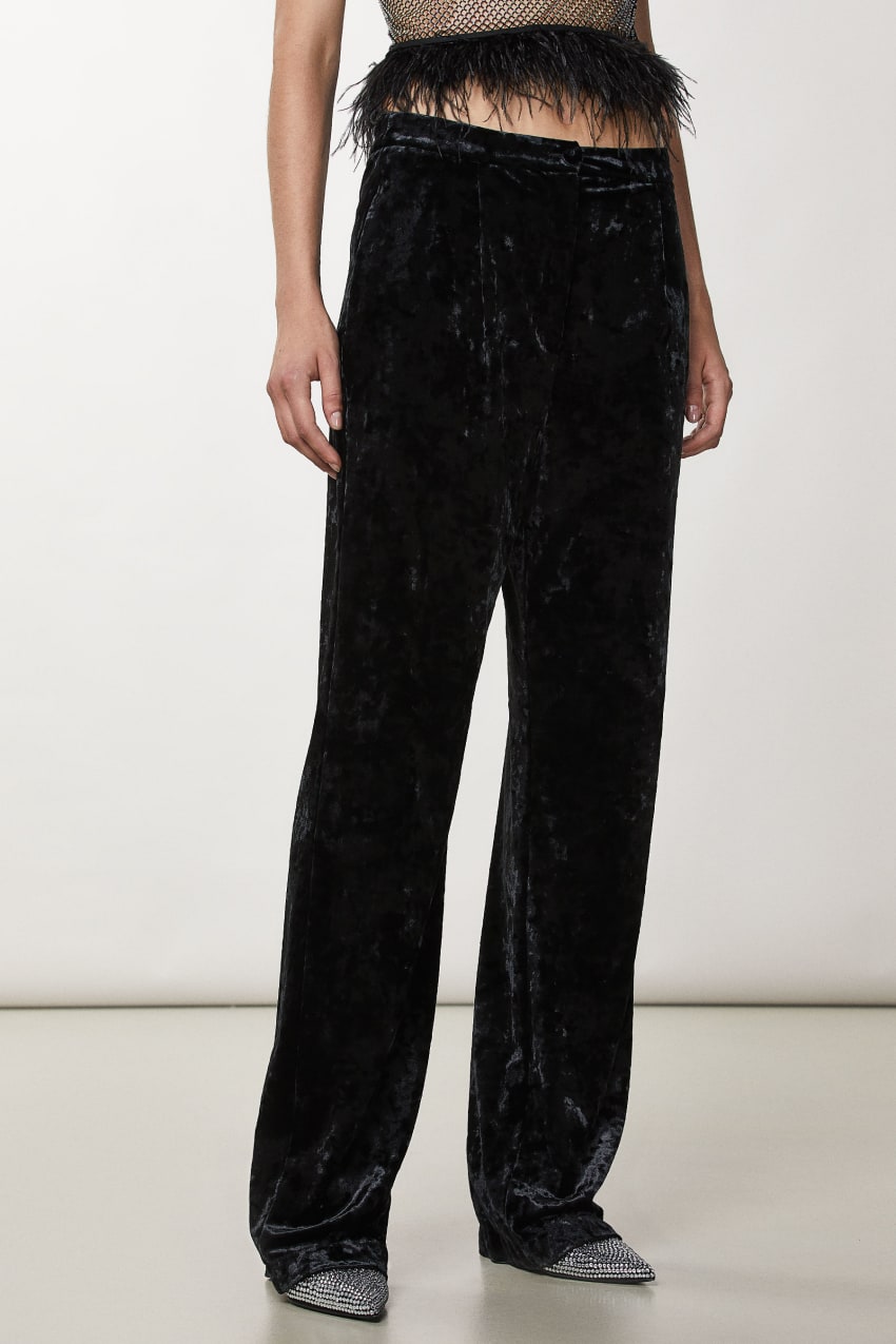 Patrizia Pepe Flowing Velvet Pants μαυρα | ZFSLOWG-90