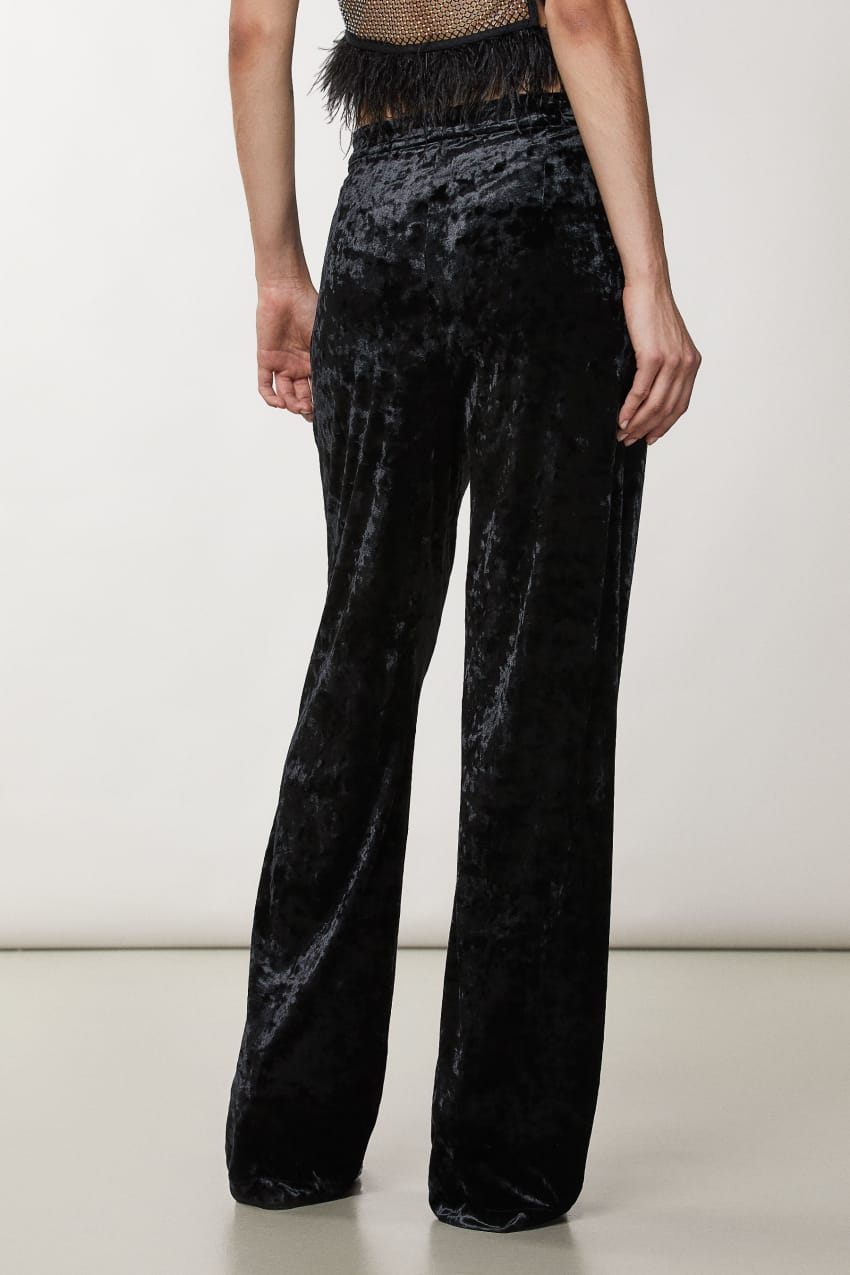 Patrizia Pepe Flowing Velvet Pants μαυρα | ZFSLOWG-90