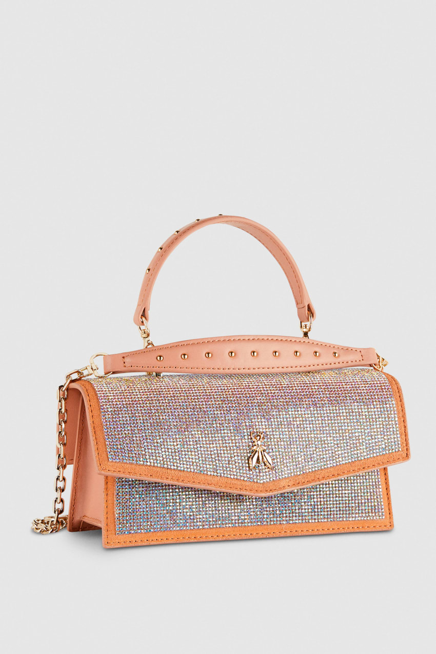 Patrizia Pepe Fly Bamby Shoulder Bag With Rhinestones ροζ | RSYVLNJ-86