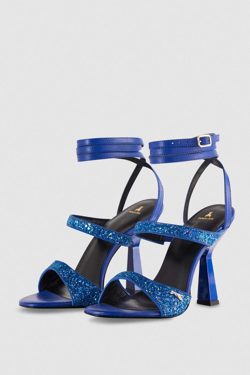 Patrizia Pepe Glitter-coated Fabric Heeled Sandal μπλε | MUQBRVI-74