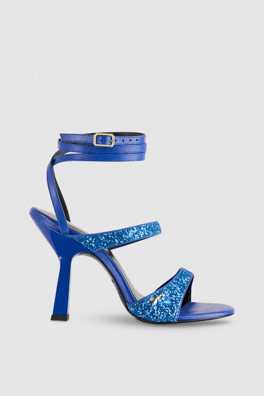 Patrizia Pepe Glitter-coated Fabric Heeled Sandal μπλε | MUQBRVI-74