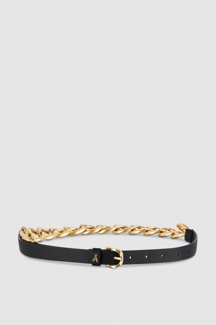 Patrizia Pepe Golden Maxi Chain Belt μαυρα | HSMPWXZ-46