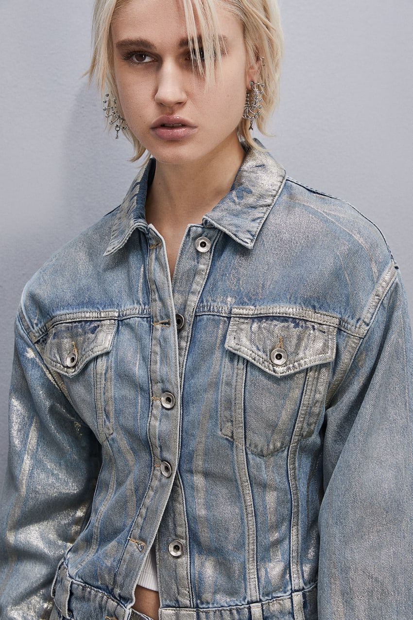 Patrizia Pepe Gold-plated Denim Jacket χρυσο χρωμα | GKLJVIN-19