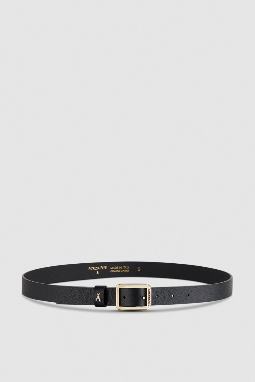 Patrizia Pepe Hammered Leather Low-waist Belt μαυρα | LBPXQAC-04