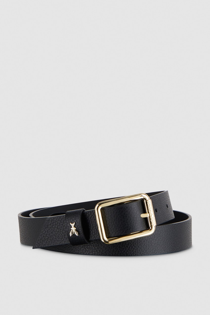 Patrizia Pepe Hammered Leather Low-waist Belt μαυρα | LBPXQAC-04