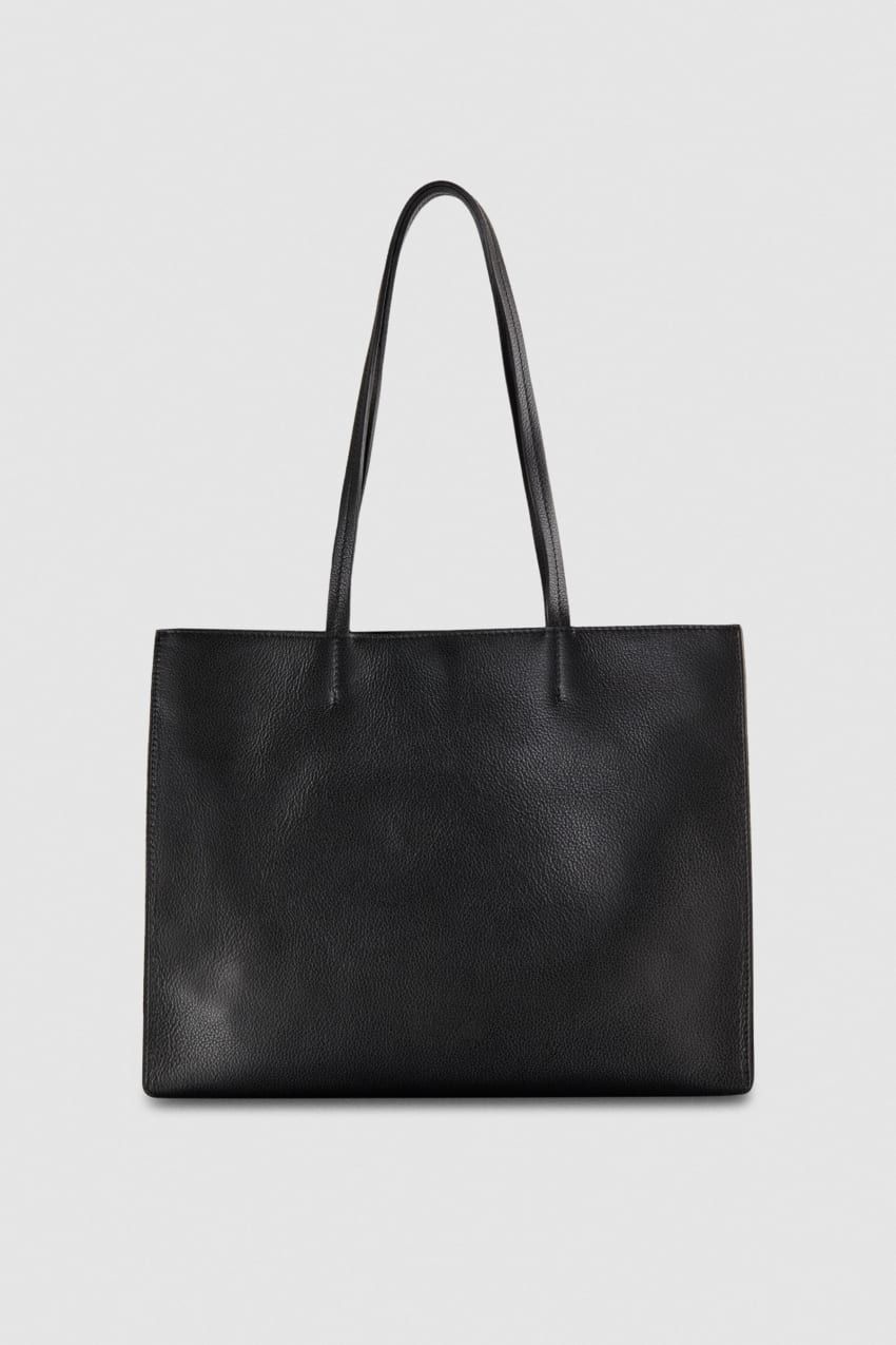 Patrizia Pepe Hammered Leather Shopping Bag μαυρα | LFTEWVR-36