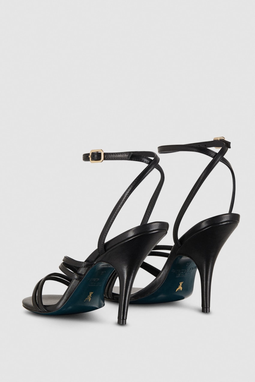 Patrizia Pepe Heeled Leather Sandals μαυρα | CVKFDJW-50