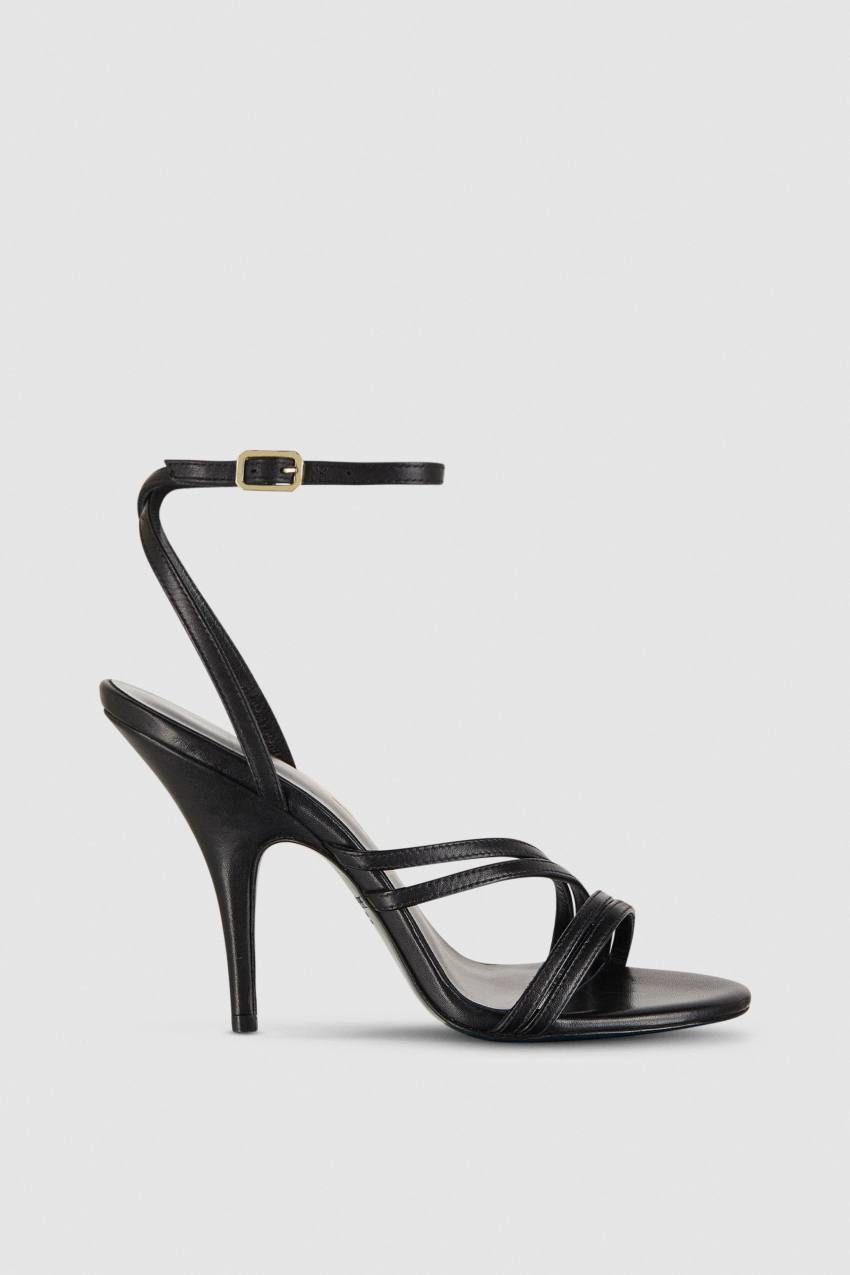 Patrizia Pepe Heeled Leather Sandals μαυρα | CVKFDJW-50