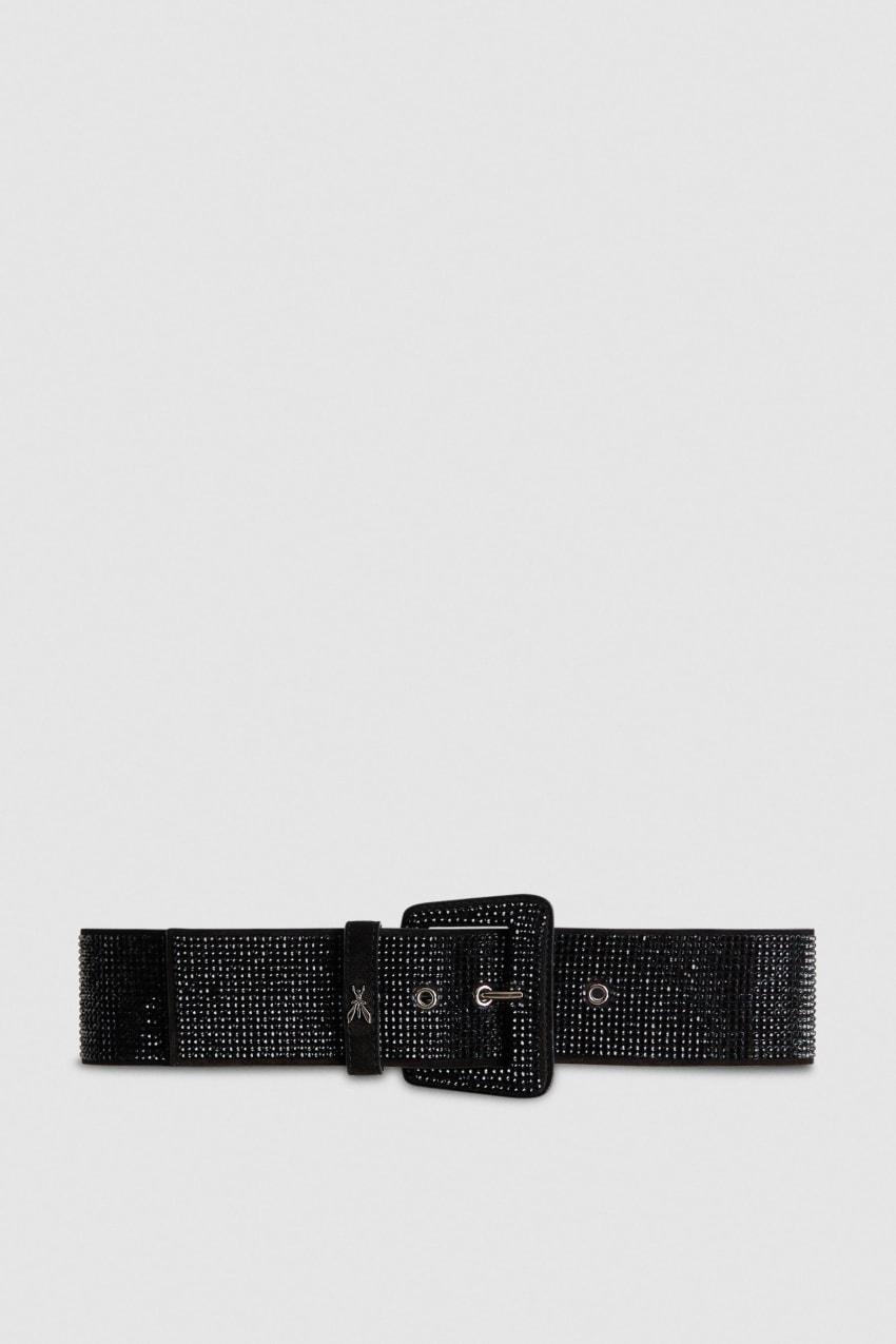 Patrizia Pepe High-waisted Belt With Rhinestones μαυρα | CTGBNWF-37