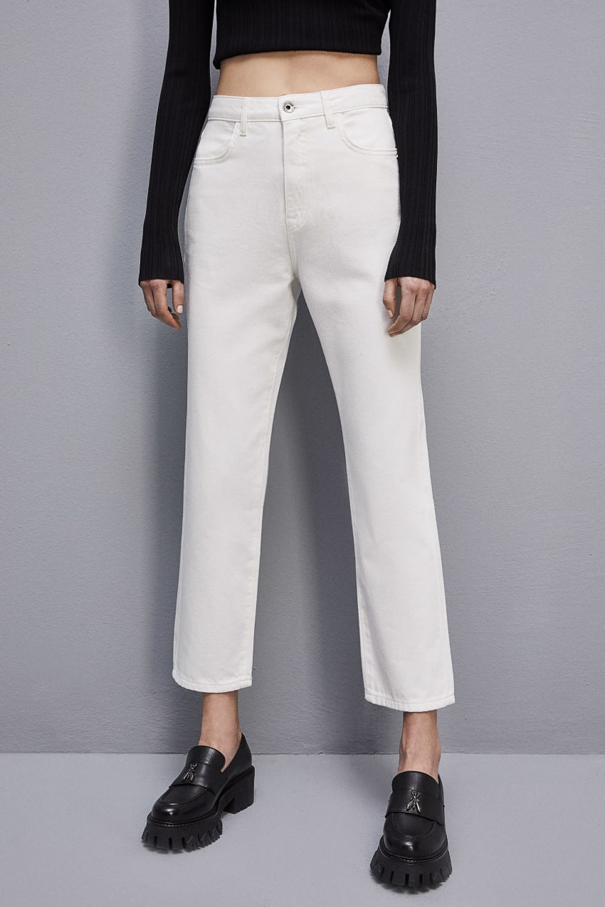 Patrizia Pepe High-waisted Denim Pants ασπρα | NAFSHVO-51