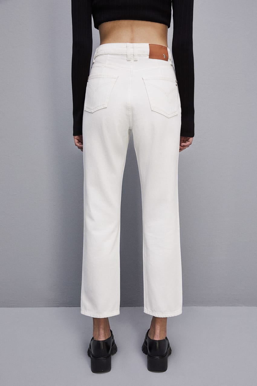 Patrizia Pepe High-waisted Denim Pants ασπρα | NAFSHVO-51