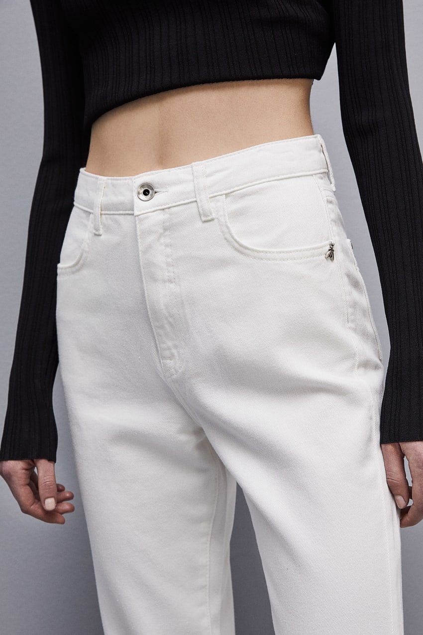 Patrizia Pepe High-waisted Denim Pants ασπρα | NAFSHVO-51