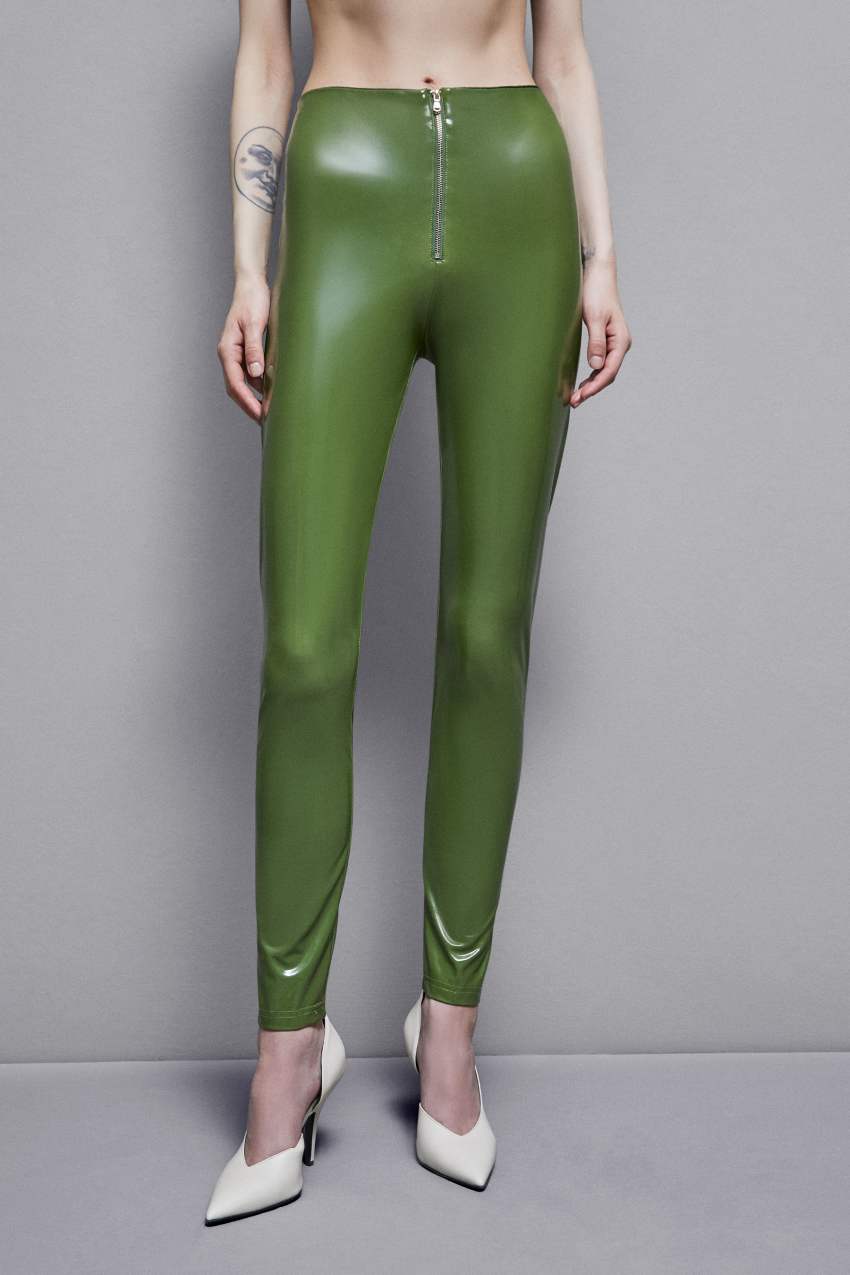 Patrizia Pepe High-waisted Faux Leather Leggings πρασινο | VBJZSHY-65