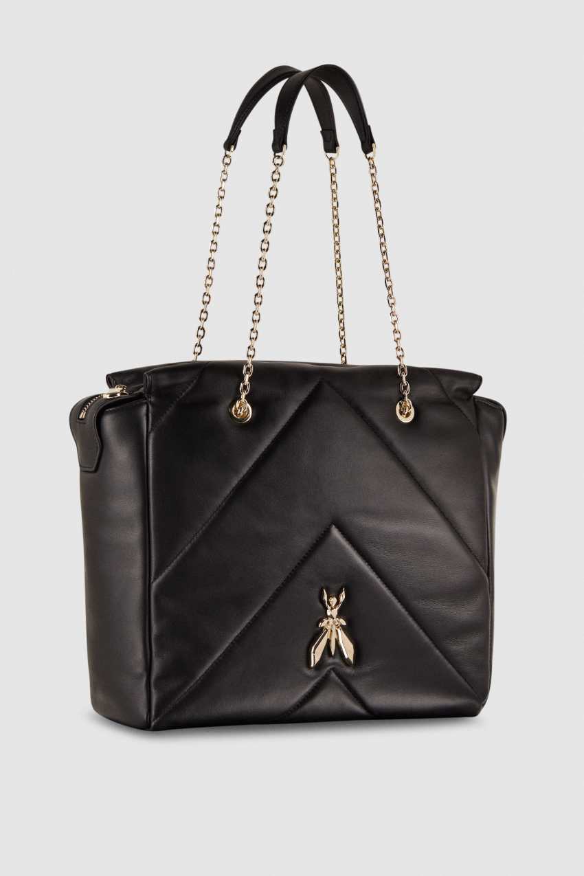 Patrizia Pepe Leather Bucket Bag With Zipper μαυρα | EOIVBHY-76