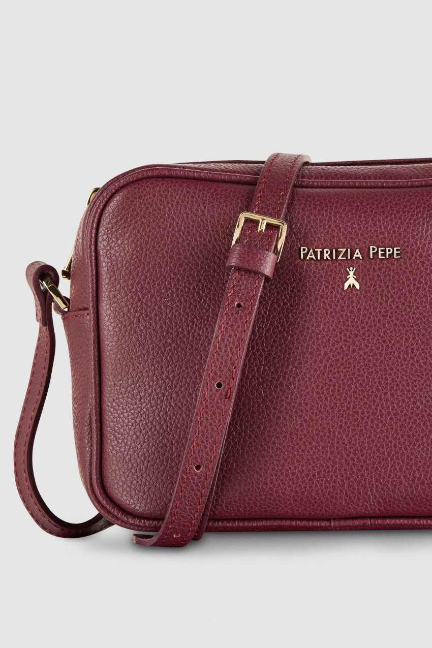 Patrizia Pepe Leather Camera Bag With Inside Pocket μωβ | PJBDUYW-27