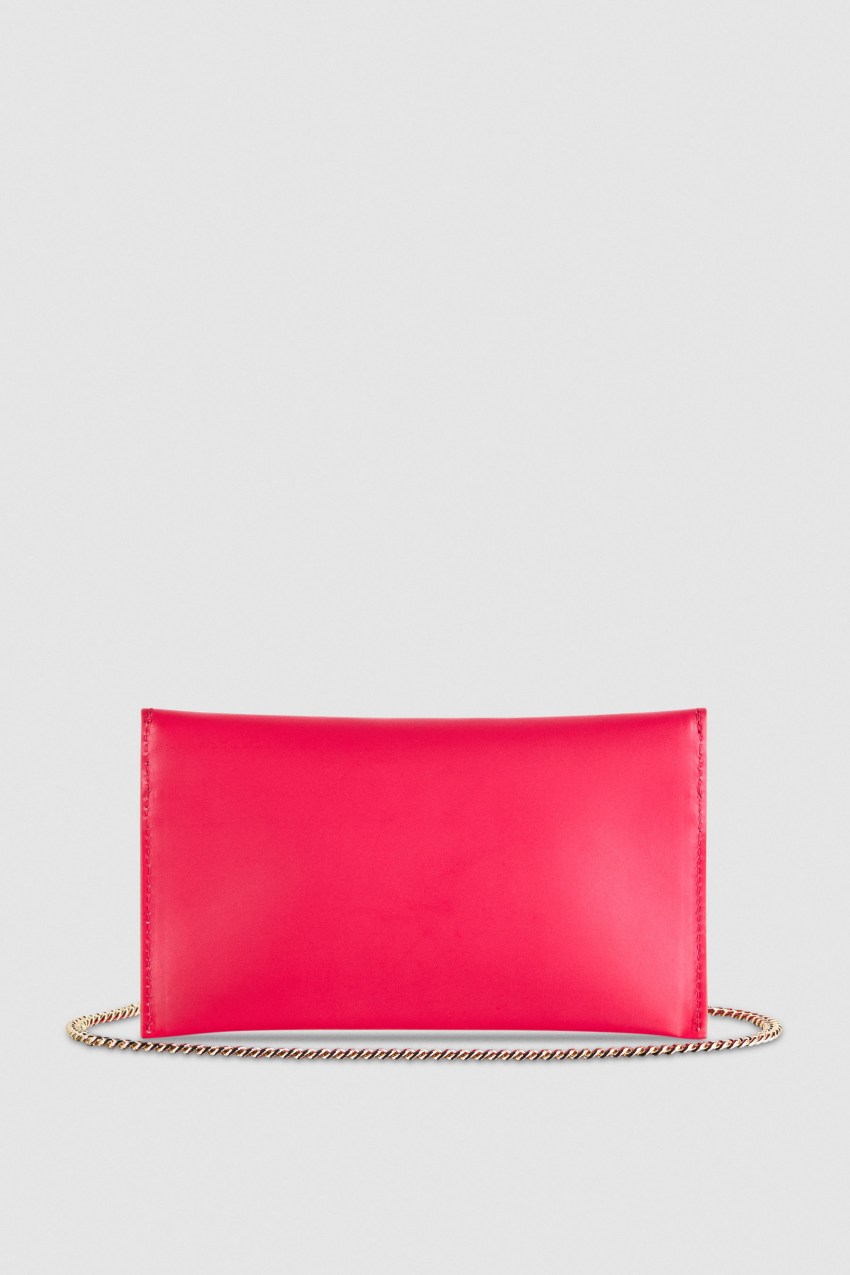 Patrizia Pepe Leather Clutch Bag With Chain Shoulder Strap ροζ | TAWKQLB-37