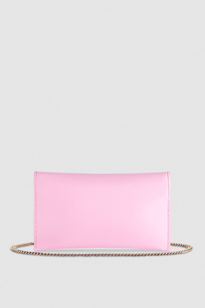 Patrizia Pepe Leather Clutch Bag With Chain Shoulder Strap ροζ | NPAHTES-05