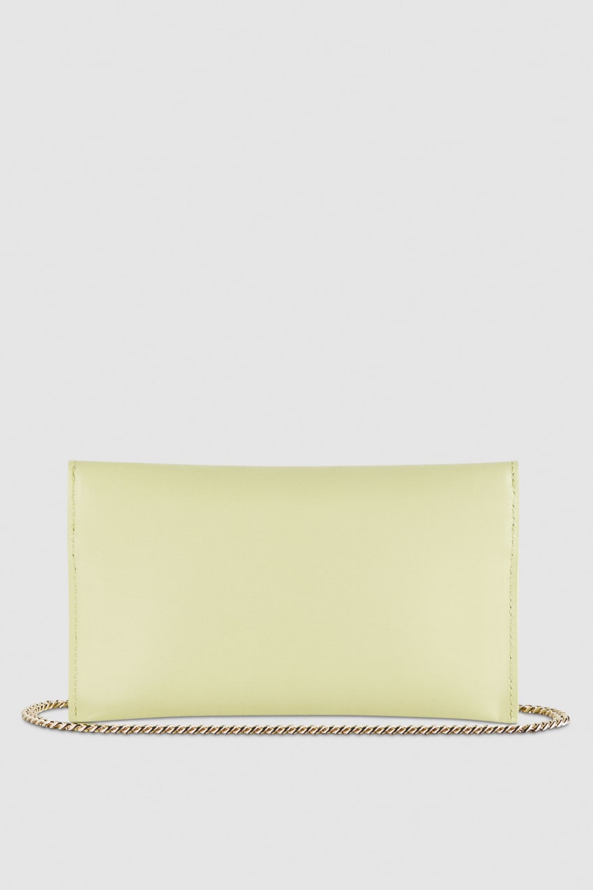 Patrizia Pepe Leather Clutch Bag With Chain Shoulder Strap κίτρινα | FYIXNPE-01