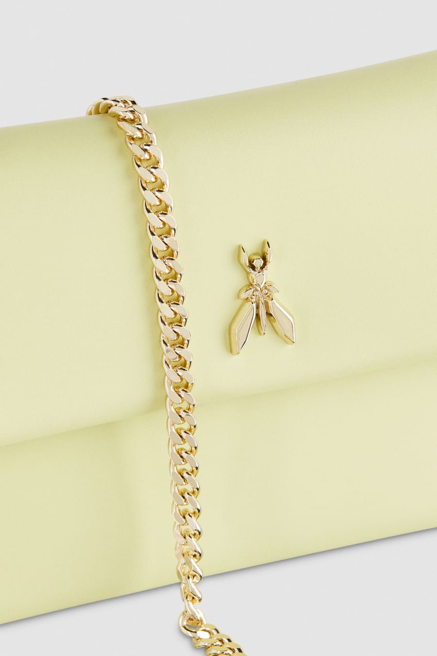 Patrizia Pepe Leather Clutch Bag With Chain Shoulder Strap κίτρινα | FYIXNPE-01