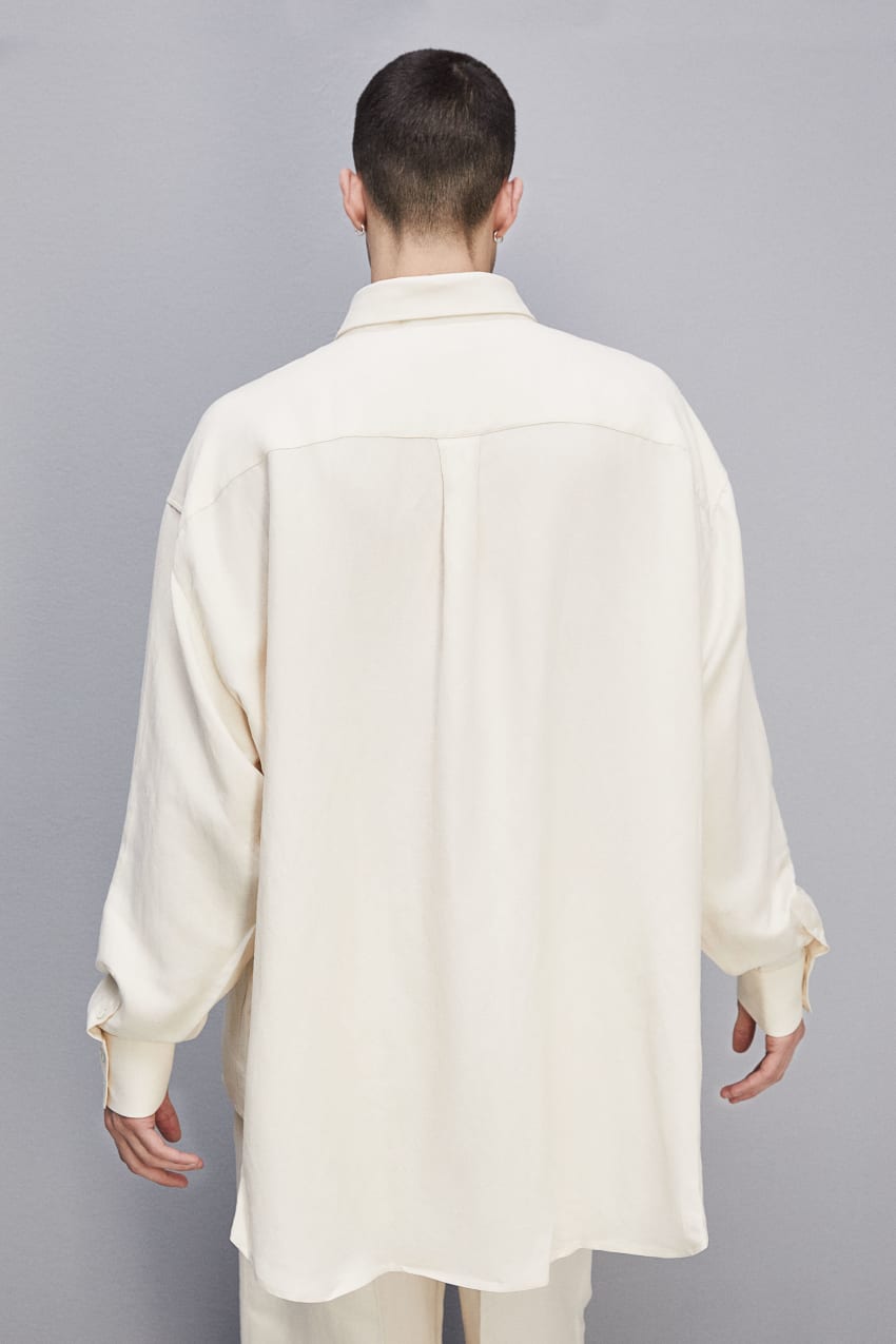 Patrizia Pepe Linen And Viscose Oversized Shirt Μπεζ | LYHZKRF-01