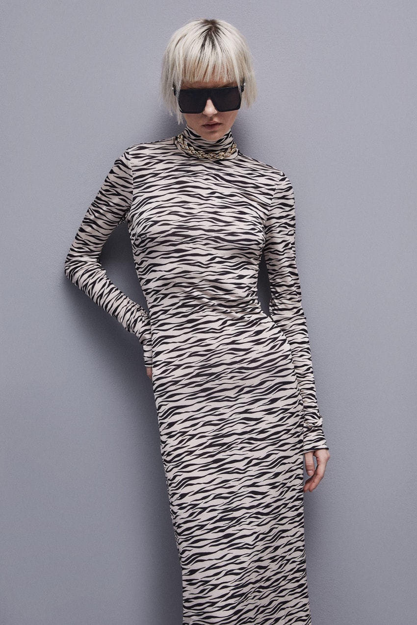 Patrizia Pepe Long Slim Fit Dress Animalier | RFISKGD-71