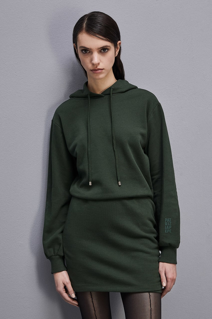 Patrizia Pepe Long-sleeved Fleece Dress πρασινο | RJOBCIF-89