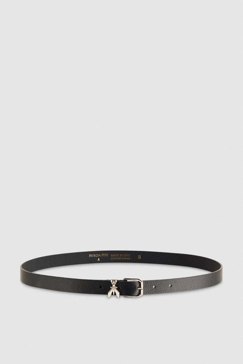 Patrizia Pepe Low-waist Hammered Leather Belt μαυρα | OPGNUJS-24