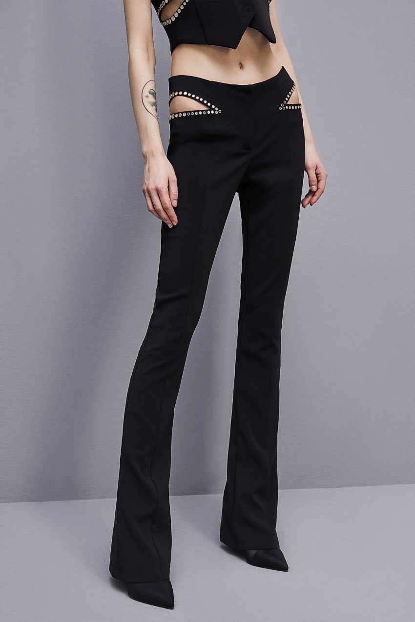 Patrizia Pepe Low-waisted Crepe Pants μαυρα | FOXRGMI-49