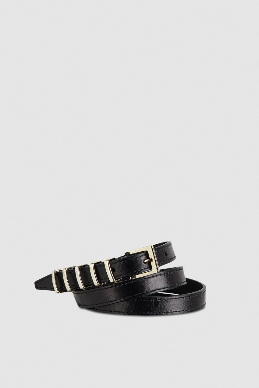 Patrizia Pepe Low-waisted Leather Belt μαυρα | NVCEMIL-92