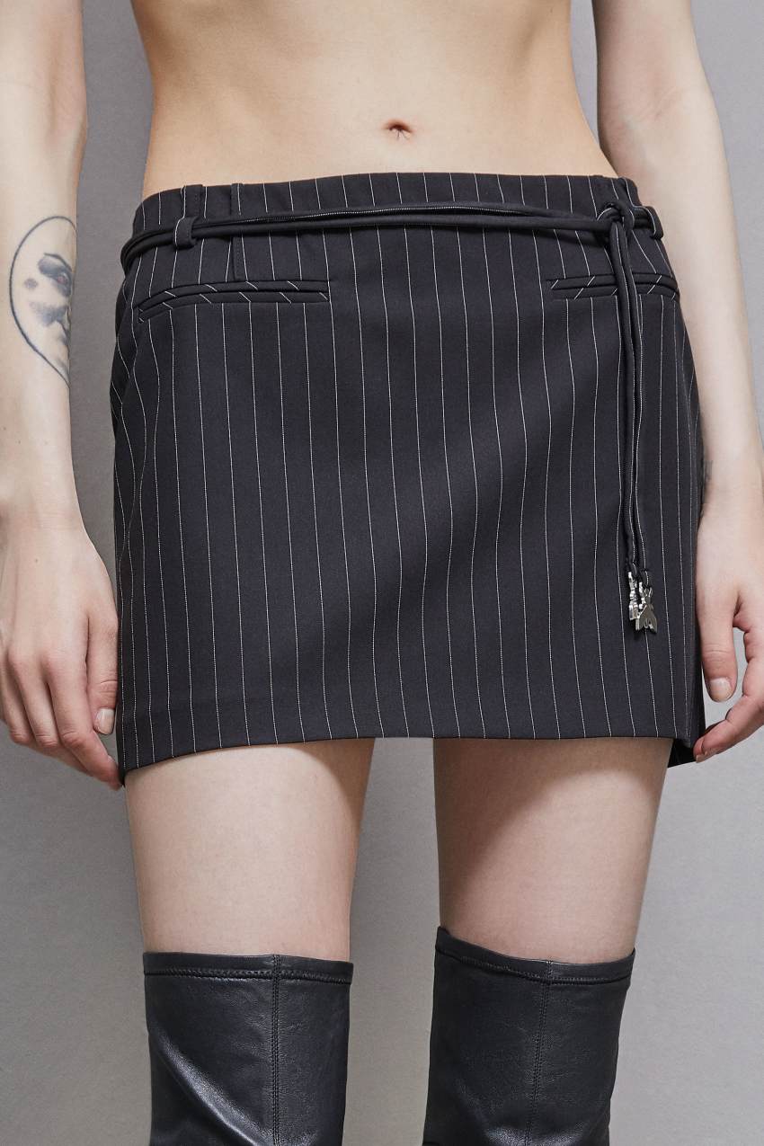 Patrizia Pepe Low-waisted Pinstripe Miniskirt μαυρα | KLNCTAJ-30