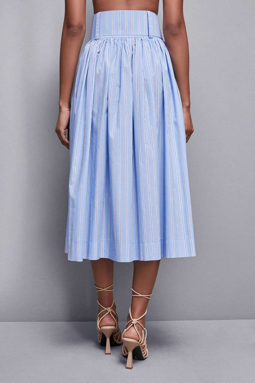 Patrizia Pepe Midi Flared Skirt With Belt ανοιχτο μπλε | OGCSZAN-20