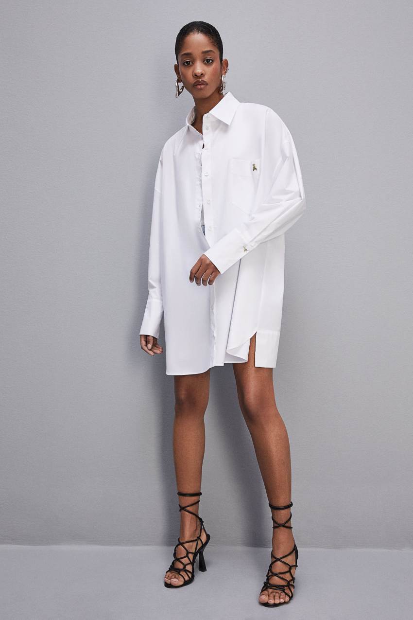 Patrizia Pepe Mini Over Shirt Dress ασπρα | ROQPKWY-78